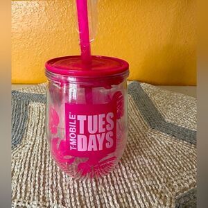T-Mobile pink tropical tumbler